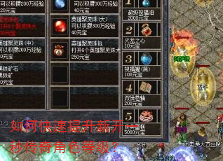 如何快速提升新开一秒传奇角色等级? 如何快速提升新开一秒传奇角色等级?