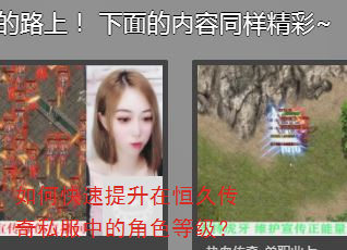 如何快速提升在恒久传奇私服中的角色等级? 如何快速提升在恒久传奇私服中的角色等级?